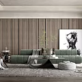 Quiet sofa tea table combination 3d model