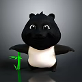 Cute Cartoon Panda 3D Character Holding Green Bamboo With Friendly Expression And Dark Background