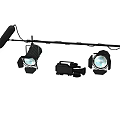 Projection Monitoring System Setup With Camera Spotlights And Microphone Boom