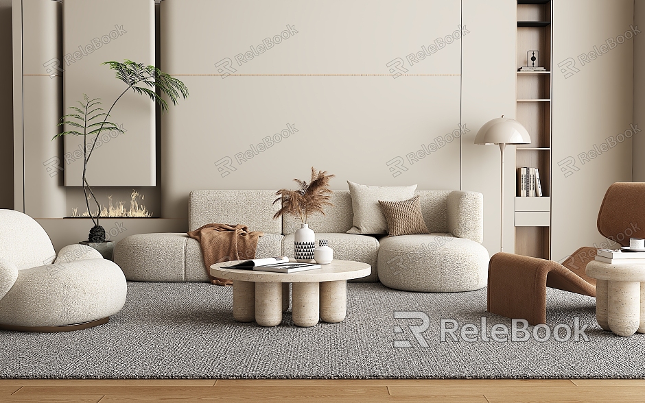 Quiet sofa tea table combination sofa background wall model