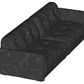 Black Leather Multi Person Sofa With Tufted Design And Modern Style 3d model