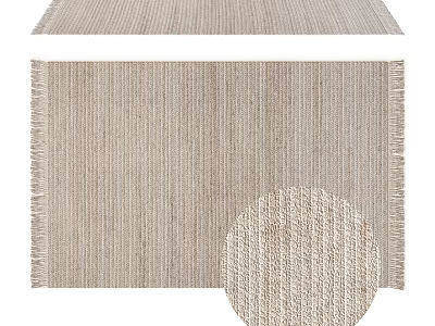 Natural Beige Woven Square Rug With Fringe Edges Textured Design 3d model