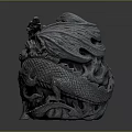 Mythical Dragon Sculpture Carving With Intricate Scale Design And Artistic Craftsmanship