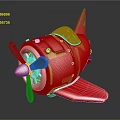 Red Passenger Plane Model With Shiny Body Propeller And Cockpit