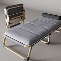 Single Foldable Bed with Gray Mattress and Metal Frame for Guest Room