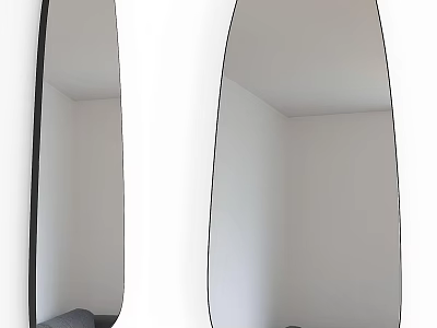 Two Modern Irregular Black Framed Mirrors Wall Mounted Reflecting Room Interior 3d model