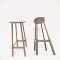Modern Wooden Bar Stools With Minimalist Design Round Seats And Slim Legs