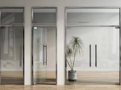 Modern Interior With Glass Sliding Doors Palm Tree And Wooden Floor 3d model