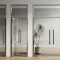 Modern Interior With Glass Sliding Doors Palm Tree And Wooden Floor