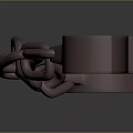 Red Metallic Handcuffs Connected By Heavy Chain In Studio Shot 3d model