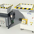 Industrial Shredder Equipment With Yellow Black Warning Stripes Control Panel And Mobile Design