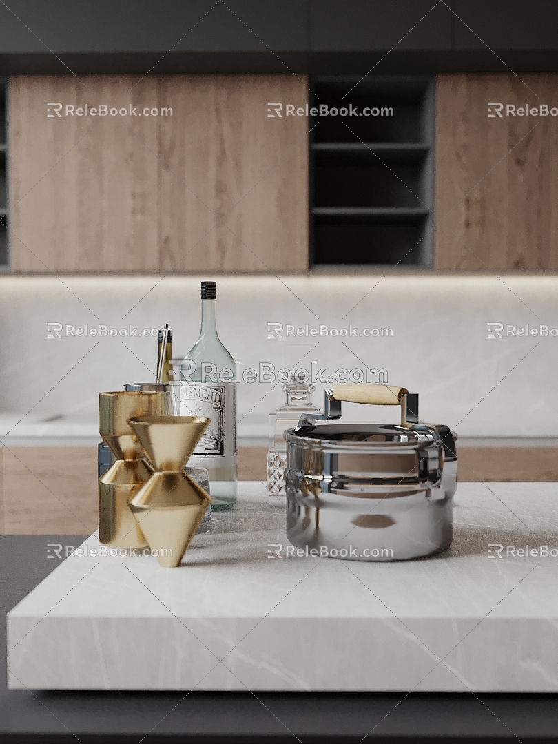 Modern kitchen ornaments pot seasonings bottle 3d model