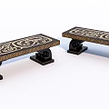 Elegant Dining Table With Intricate Decorative Patterns And Black Wooden Carved Base 3d model