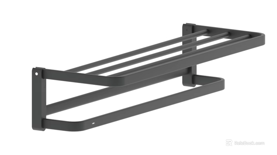 Black Wall Mounted Bathroom Shelf With Multiple Tiers For Toiletries Storage 3d model 