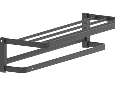 Black Wall Mounted Bathroom Shelf With Multiple Tiers For Toiletries Storage 3d model