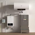 Home Appliances Indoor Setup Including Water Heater Gas Boiler And Water Dispenser