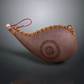 Handcrafted Brown Leather Living Accessory Pear Shaped With Woven Edge Red String And Celtic Knot