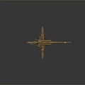 Yellow Artillery Mount With Multiple Barrels On Tripod Base And Gray Background 3d model