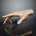 Golden Human Hand with Extended Fingers on Black Reflective Surface Displaying Graceful Pose