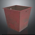 Red Square Open Top Storage Container With Textured Surface And Side Holes