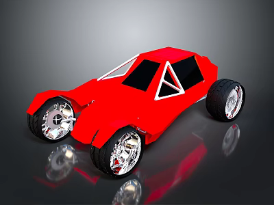 Red Off Road Concept Vehicle With Large Wheels And Silver Rims Design 3d model