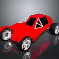 Red Off Road Concept Vehicle With Large Wheels And Silver Rims Design