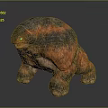 Decorative Ornament Figurine Creature Shaped With Orange Gray Textured Surface Fantasy Bulky Body And Thick Legs