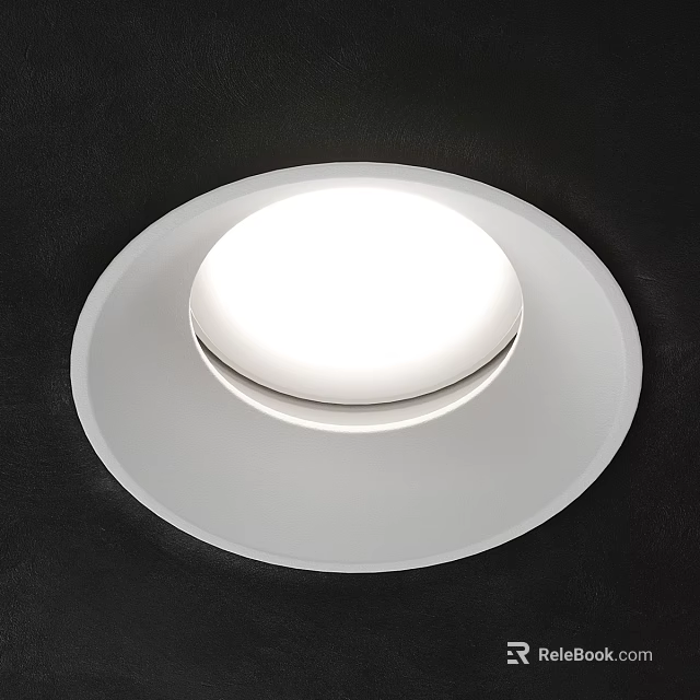 Modern White Downlight Spotlight with Circular Design Illuminated on Black Background 3d model 