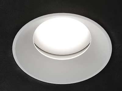 Modern White Downlight Spotlight with Circular Design Illuminated on Black Background 3d model