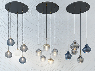 Modern chandelier fashion simple metal chandelier combination 3d model