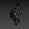 Mystical Forest Creature With Antlers Glowing Eyes Wooden Body And Acorn