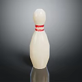White Bowling Pin With Red Ring And Glossy Surface Isolated On Dark Background 3d model