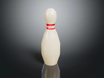 White Bowling Pin With Red Ring And Glossy Surface Isolated On Dark Background 3d model