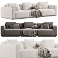 Modern Cream Sofa Interior With Soft Pillows And Cozy Throw Blanket 3d model