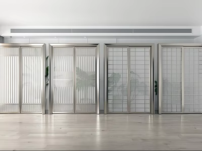 New Chinese style sliding door aluminum alloy glass sliding door 3d model