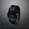 Modern Digital Smartwatch With Black Strap Round Display Showing Time Date And Weather
