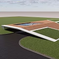 Modern Architectural Building With Green Roof And Curved Design
