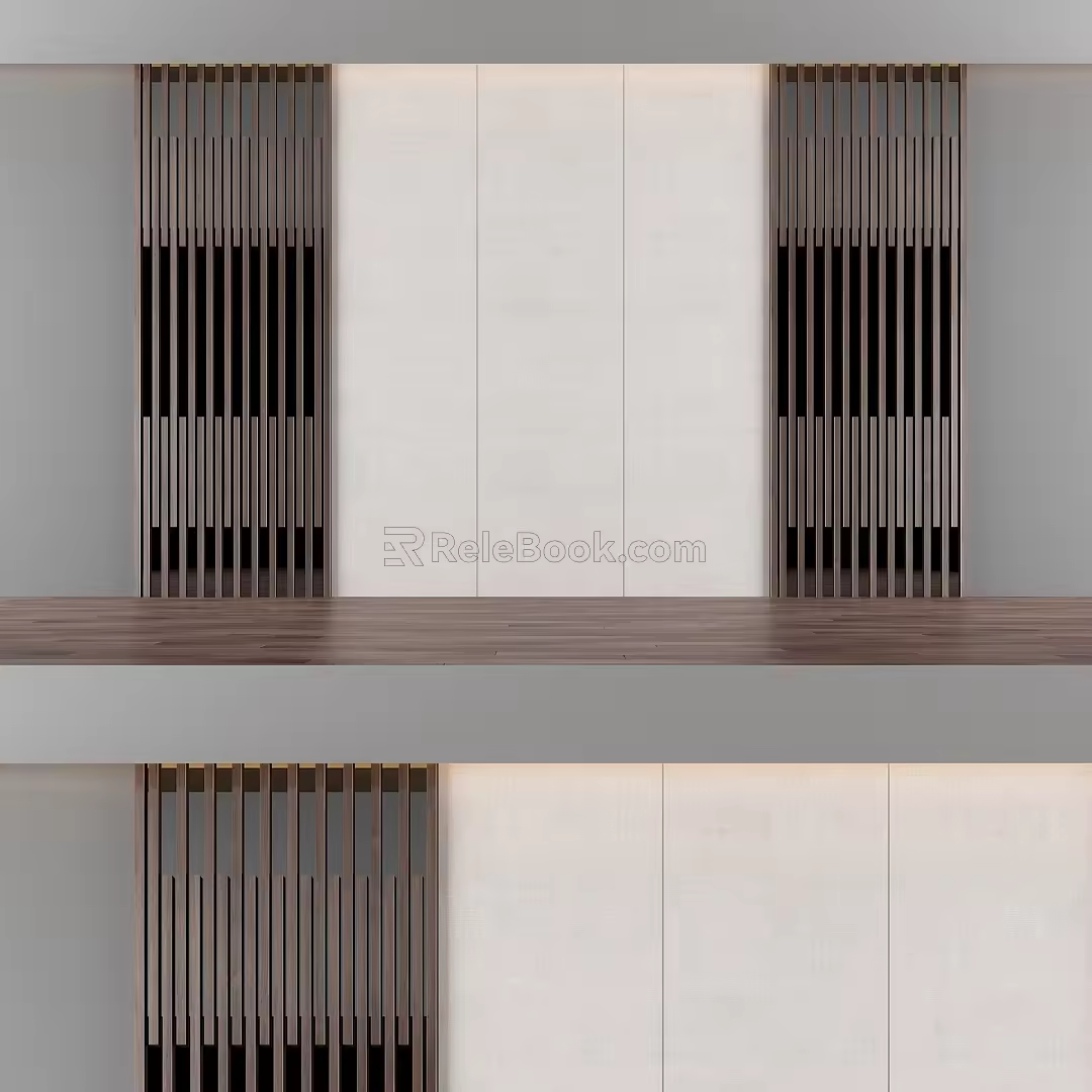 Wood veneer modeling background wall 3d model