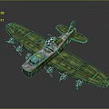 Green Aerospace Vehicle Model With Propellers Checkerboard Pattern And Blue Cockpit