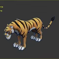 3D Rendered Cartoon Tiger With Yellow Black Stripes And White Paws On Gray Background