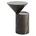 Modern Black Top Side Table With Sleek Marble Column Base Design 3d model