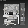 bookcase desk and chair 3d model