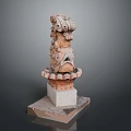 Ancient Mythical Beast Stone Carving With Square Base And Lotus Patterns 3d model