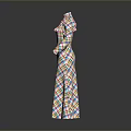 Man Wearing Colorful Plaid Long Dress With High Collar And Ruffled Sleeves