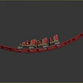 Vibrant Red Roller Coaster Track With Decorative Cars On Metallic Rails