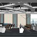 Modern monitoring room monitoring command center 3d model
