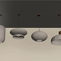 Minimalist Modern Pendant Lights With Four Unique Designs Hanging From Ceiling 3d model
