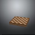 Wooden Square Chessboard With Red Brown And Light Checkerboard Pattern And Brown Border