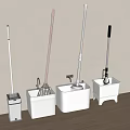 Home Cleaning Mops And Wash Basins For Floor Cleaning Tools 3d model
