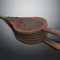 Vintage Handcrafted Wooden Tool With Circular Body And Metal Accents